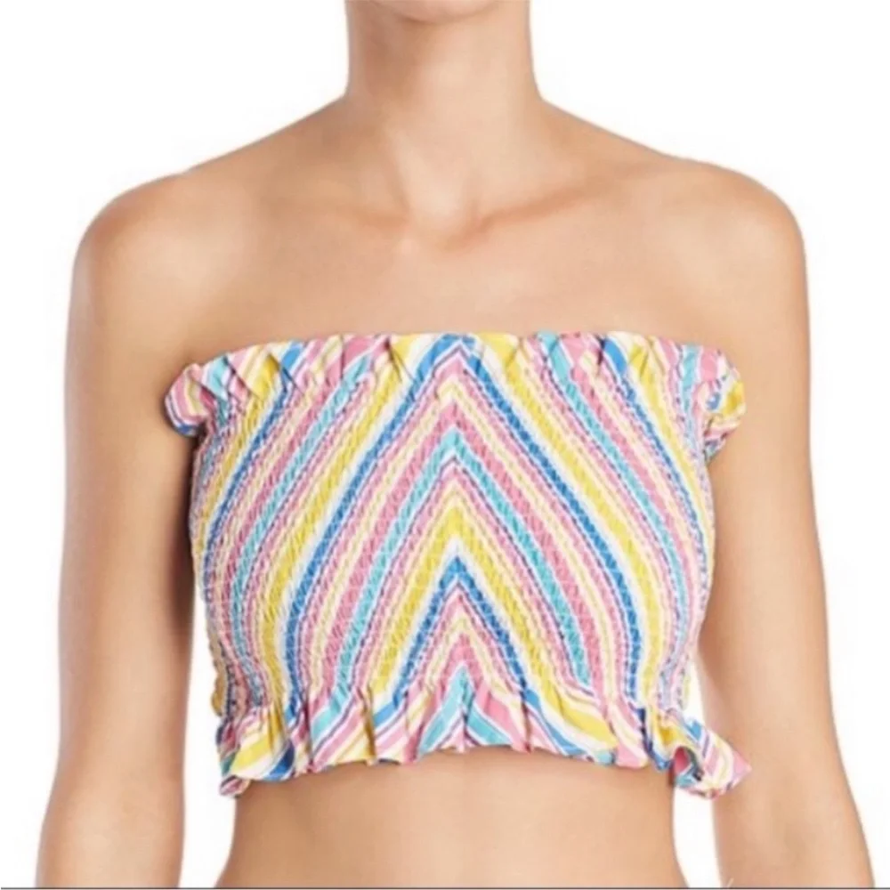 S/W/F Smocked Multicolor Strapless Cropped Tube Top Size Small New with Tag